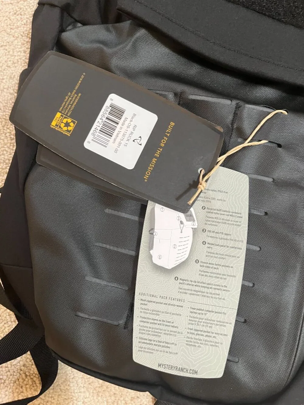 New NWT Mystery Ranch Rip Ruck 15 L Backpack Black EDC Tactical Daypack